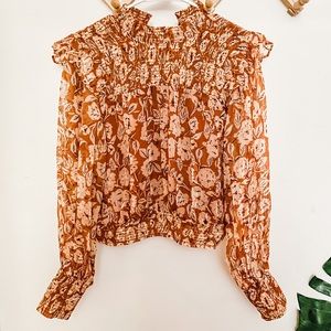 Free People Roma Blouse in Chocolate Combo